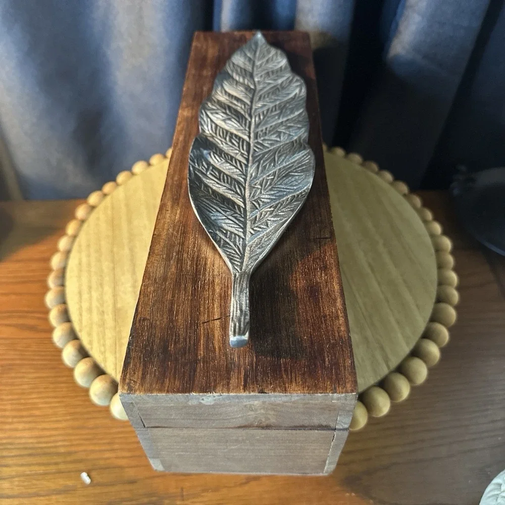 Fireplace Mantle Match Box With Silver Leaf | Tall Long Matches/OR Dark Finish
